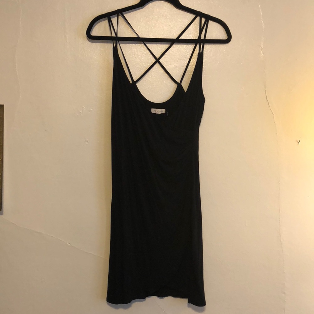 Black faux-wrap dress